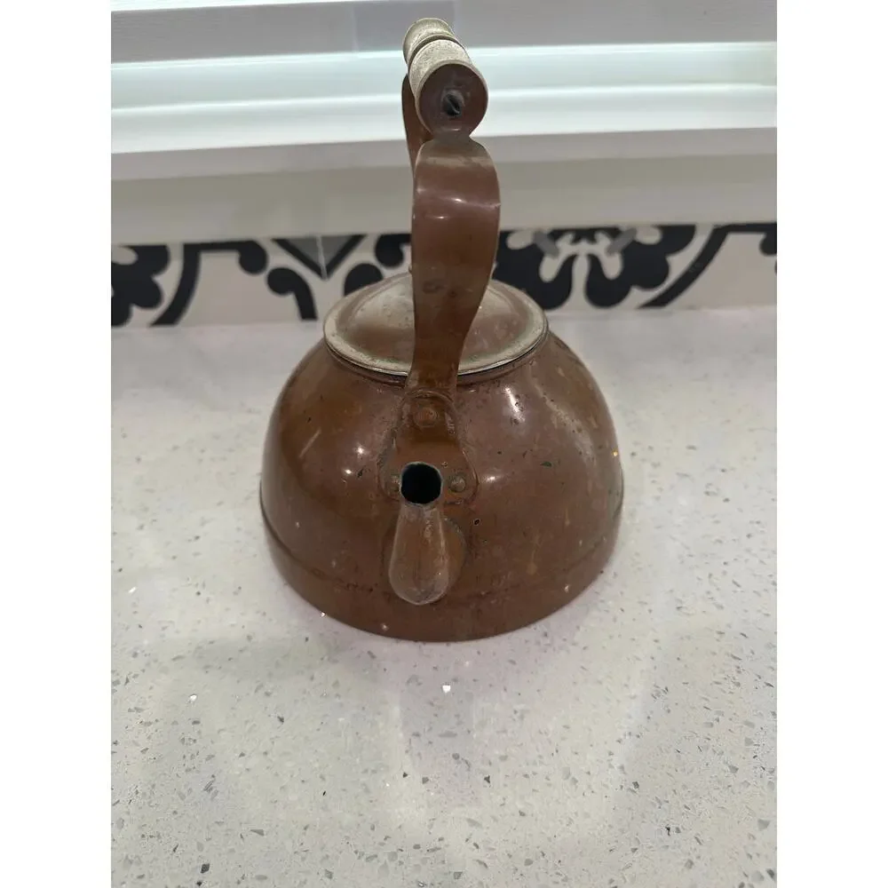 Vintage Teapot With Wooden Moveable Handle